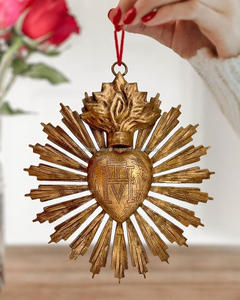 Métal Sacré Milagros Miroir Coeur Sacré Coeur Vintage Cadre Tenture Murale Décor - Product Image 5