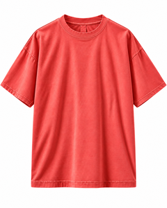 T-shirt Unisexe Rouge Corail Surdimensionné Personnalisé en Coton Lourd, Épaules Tombantes, Style Streetwear, Vêtements à Marque Privée, Vente en Gros - Product Image 1