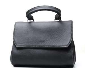 Sac bandoulière élégant en cuir véritable, couleur unie, fermeture à fermoir, sac à main quotidien pour femme - Product Image 4