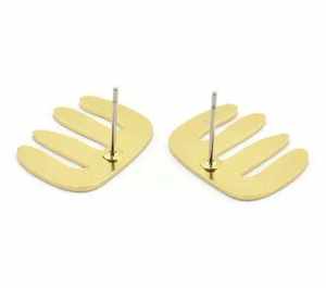 Boucles d'oreilles clous en laiton et cuivre indien, style occidental avec pierres, cadeau mignon pour femmes, idéal pour fiançailles, mariages, anniversaires, soirées, livrées en boîte - Product Image 2