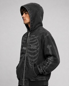 Sweat-shirts à capuche délavés pour hommes 100 % coton, pull-over d'hiver personnalisable, respirant, séchage rapide, faible MOQ - Product Image 4