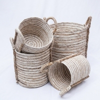 Panier de rangement moderne en plastique recyclé à base de peau de banane naturelle, écologique, avec poignées, pot de fleurs haut, décoration de pièce