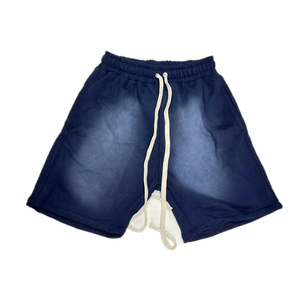 Unisex Gradient <b>Bleached</b> Effect Fleece Shorts with Elastic Waist and Drawstring Perfect for Summer Casual Beach Lounge - Product Image 4