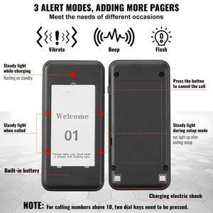 Sistema Pager Wireless per Ristoranti con Segnale a Lungo Raggio da 500m per Gestione Code, Beeper con Vibrazione per Chiamata Clienti - Product Image 4