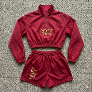 ชุดเซ็ตเสื้อแจ็คเก็ตและกางเกงขาสั้นไนลอน Rexfit Sports Custom Logo สำหรับผู้ชาย ดีไซน์ใหม่ปี 2026 น้ำหนักเบา เหมาะสำหรับการฝึกซ้อมกีฬา - Product Image 5