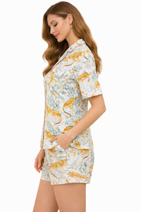 Conjunto de Pijama con Estampado Animal para Mujer, Manga Corta, Pantalones Cortos de Algodón para Descansar en Casa, Ropa de Dormir de Verano - Product Image 2