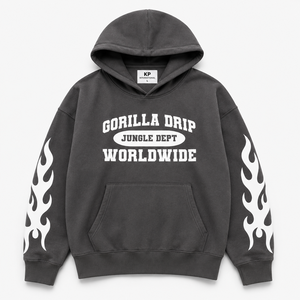 Sudadera con Capucha para Hombre Gorilla Drip, Negra y Gris, 100% Algodón Ecológico, Transpirable, Corte Regular, para Primavera, Sudaderas Personalizadas - Product Image 2