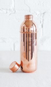 Bouteille d'eau en cuivre pur 100% écologique faite à la main avec couvercle, design classique réutilisable, portable pour les voyages, le bureau et l'école - Product Image 2