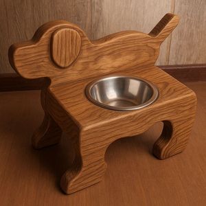 Meuble décoratif en bois pour gamelle de chien, alliant solution d'alimentation pratique et un aspect intérieur élégant - Product Image 1