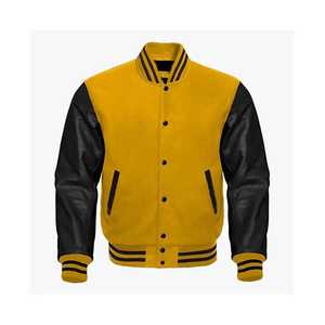 2023 Fashion Bomber Varsity Baseball <b>Jacket</b> Unisex Wool Sleeve Polyester Oversize Customized Stand Collar Geometric Pattern - Product Image 1