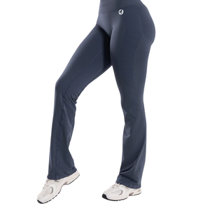 Pantalon de yoga évasé taille mi-haute bleu foncé pour femme, extensible, idéal pour la gym, le fitness, l'entraînement et les tenues de sport quotidiennes - Product Image 3