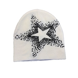 Bonnet en tricot 100% acrylique respirant et imperméable à motif jacquard étoilé, chaud, unisexe, pour l'hiver et l'automne, idéal pour les activités de plein air, le ski, style Y2K, protection contre le froid - Product Image 2