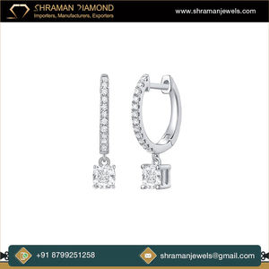 Pendientes de Aro de Oro Amarillo Real de 10k con Diamante Cultivado en Laboratorio de Corte Cojín, Joyería Elegante para Boda y Compromiso para Mujer, Diseño Moderno, Regalo - Product Image 2