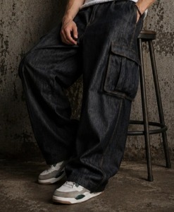 Jeans de Mezclilla para Hombre Abdul Royal World Export, Ecológicos, de Algodón, Corte Holgado, Azul Negro, Elásticos, Cintura Media, Pierna Ancha, Desgastados, Casuales - Product Image 1