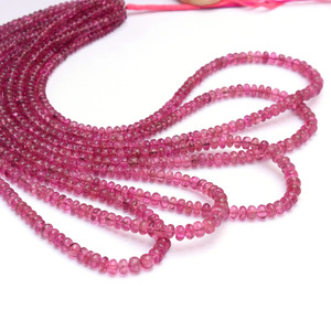 AAA Tourmaline 3.50mm-5mm Smooth Rondelle <b>Beads</b> Natural Rare Pink Rubellite Tourmaline Precious Gemstone <b>Loose</b> <b>Beads</b> For Jewelry - Product Image 1
