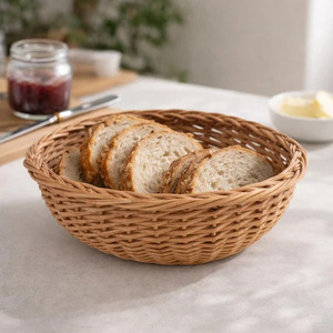 Handmade Simple Style Handwoven Wicker Basket for Bread Fruit Storage <b>Breakfast</b> Table Organizer Wholesale Indian Cheap Price - Product Image 3