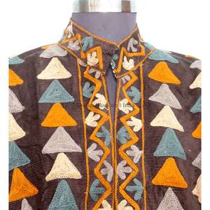 Veste décontractée pour femme, faite à la main, écologique, d'inspiration plage, pour l'hiver, avec fermeture à boutons, broderie florale, en coton cotrize - Product Image 3