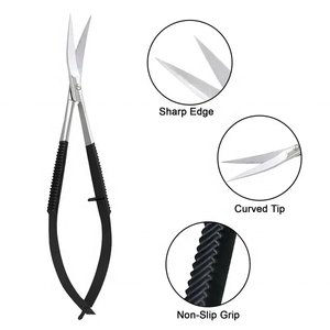 Ciseaux à ressort professionnels haute qualité ruban noir en acier inoxydable coupe des sourcils coupe artisanat ciseaux marque privée - Product Image 3