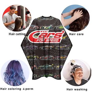 Cape de coiffure personnalisée avec logo imprimé, tablier de barbier noir en polyester à boutons-pression, par Hysaf Apparels Co. - Product Image 5