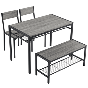 4-Piece <b>Kitchen</b> Dining <b>Table</b> Set for <b>Small</b> Spaces Home <b>Kitchen</b> Bar PU with 2 Chairs Bench for 4 People - Product Image 1
