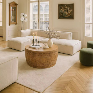 Mesa de Centro Rectangular Extensible de Madera Maciza Hecha a Mano con Tallado para Muebles de Sala de Estar - Product Image 1