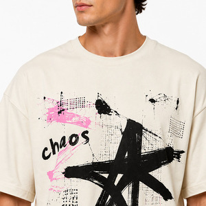 เสื้อยืดสตรีทแวร์ทรงหลวมไหล่ตก ระบายอากาศได้ดี เป็นมิตรกับสิ่งแวดล้อม ผลิตจากผ้าฝ้าย 100% สำหรับทุกเพศทุกวัย รับผลิตแบบ OEM ODM - Product Image 5