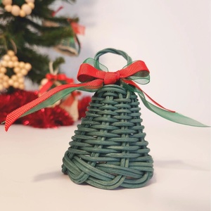 Collier d'arbre de Noël de haute qualité accrocheur deux tons rotin jonc de mer collier d'arbre collier d'arbre de Noël à la main - Product Image 1