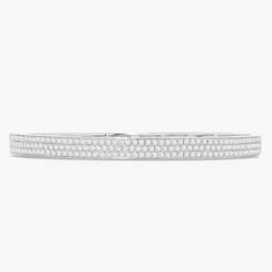Pave Set Double Security Lock Hinged <b>Bangle</b> <b>Bracelets</b> Three Row sparkling Round Lab Grown Diamond Manufacture 14k 18k Solid Gold - Product Image 5