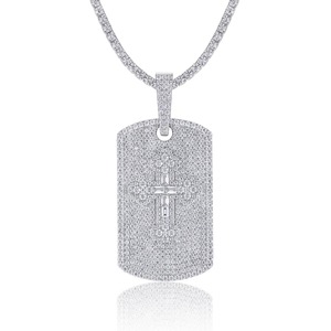 Pendentif en Argent Sterling 925, Moissanite Taille Ronde Micro-Pavé, Style Hip Hop, Motif Croix, Pendentif Original d'Usine - Product Image 1