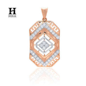 Rose <b>Gold</b> Geometric Diamond Pendant Greek Key Pattern Octagon Frame Moissanite Diamond <b>Medallion</b> Pendant for Men Women - Product Image 2