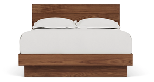 Wholesale Modern Floating <b>Platform</b> <b>Bed</b> | Upholstered Shelter Headboard Walnut <b>Bed</b> <b>Frame</b> - Product Image 3