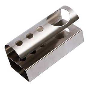 Stainless Steel Grooming Stand With Rectangular Base And Curved <b>Holders</b> Modern Organizer For Razors <b>Toothbrushes</b> - Product Image 4