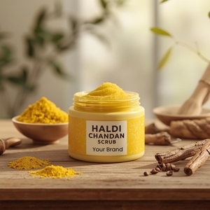 Exfoliante Facial Premium Haldi Chandan Glow para Pieles Sensibles y Secas, Aclarador de Piel Botánico Avanzado - Product Image 1