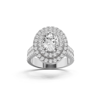 Bague de fiançailles ovale de luxe en diamant de laboratoire double halo VVS VS1, bijoux en or 14K, pierre centrale 1,50 CT, pierres latérales, tendance