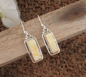 Boucles d'oreilles clous en argent sterling 925 avec druse d'agate jaune naturelle scintillante pour femme, bijoux de mode en gros - Product Image 4