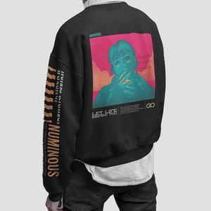 Pull en maille à col rond noir pour homme, manches longues, sweat-shirt décontracté avec impression de lettres sur le devant, coupe classique, vêtements d'automne - Product Image 5