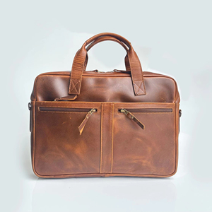 Nouveautés : Sacoche d'ordinateur portable professionnelle moderne, grande capacité, imperméable, en cuir véritable, légère et portable - Product Image 1