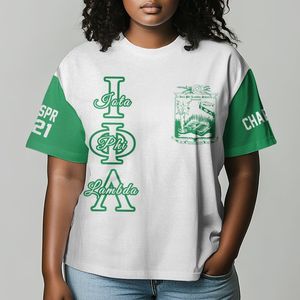 Camisa Personalizada de la Hermandad Iota Phi Lambda, Camisa Blanca con Mangas Verdes, Iota Phi Lambda Desde 1929 - Product Image 1