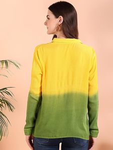 Camisa Holgada de Manga Larga con Cuello Abotonado y Estampado Tie-Dye Hecho a Mano en Rayón para Mujer, Marca Maaesa - Product Image 2