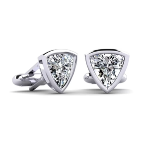 Boutons de manchette en platine pour homme avec sertissage triangulaire de diamants, bijoux formels - Product Image 1
