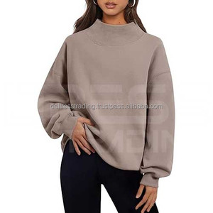 Sweat à col montant surdimensionné pour femme Nouvelle version Sweat à col montant fendu Mode durable pour femme - Product Image 3