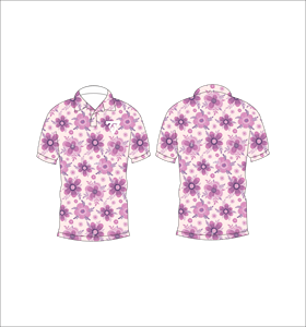 Mens Pink Purple Floral Print Polo Shirt Custom Sublimation Short Sleeve Summer Casual Breathable Lightweight Golf Shirt - Product Image 3