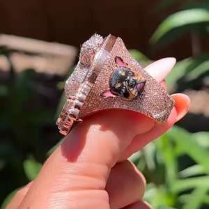 Anillos de Diamantes Moissanite Cultivados en Laboratorio, Chapados en Rodio, Estilo Hip Hop, Suministro de Fábrica al Por Mayor - Product Image 2