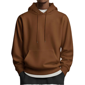 Sudadera con capucha marrón en oferta para hombre, corte regular, tejido de algodón, informal, de color sólido, sudadera con capucha para hombre - Product Image 1
