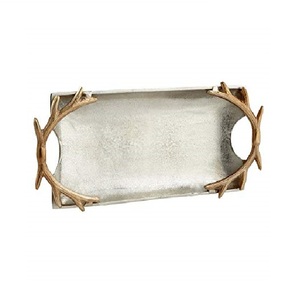 Plateau de service en aluminium de conception de congé de qualité supérieure plateau de service décoratif de finition dorée pour la décoration de fête de mariage et de salon - Product Image 5
