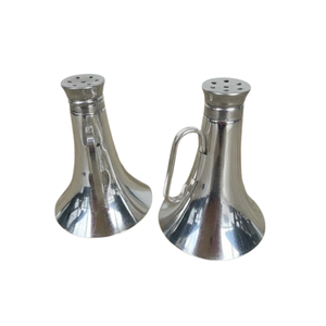 Saleros y pimenteros vintage de plata de ley, diseño de megáfono con forma de campana de cristal, vajilla de cocina, estilo antiguo, decoración del hogar - Product Image 1