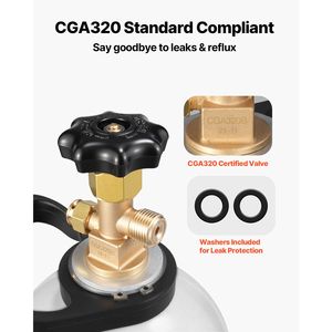 Nouvelle bouteille de CO2 pressurisée en alliage d'aluminium de 10 lb avec valve CGA320, poignée réglable, pour pulvérisation légère, 150 bars, 2 L - Product Image 5