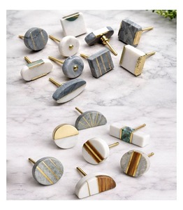 Vintage Brass Round Cabinet <b>Knob</b> with Inlaid Stone Design for Kitchen Furniture Hardware Durable Metal Handle - Product Image 5