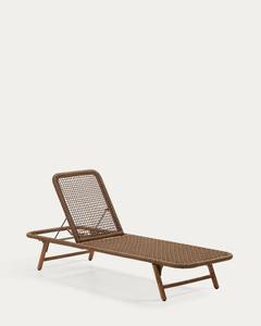 Chaise longue d'extérieur en teck et aluminium avec corde tressée à la main – Chaise longue de piscine pour hôtel, mobilier de jardin - Product Image 1