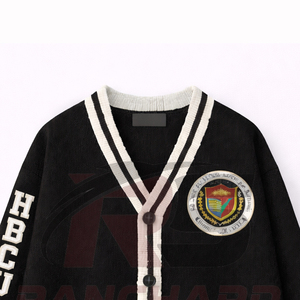 Cardigan universitaire personnalisé HBCU |   Pull sans manches en tricot boutonné sur le devant |   Vêtements de rue 100% coton écologiques - Product Image 2